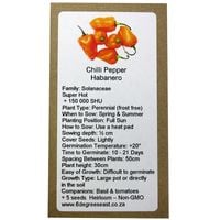 6 Degrees East Heirloom Veg Seeds - Chilli - Habanero